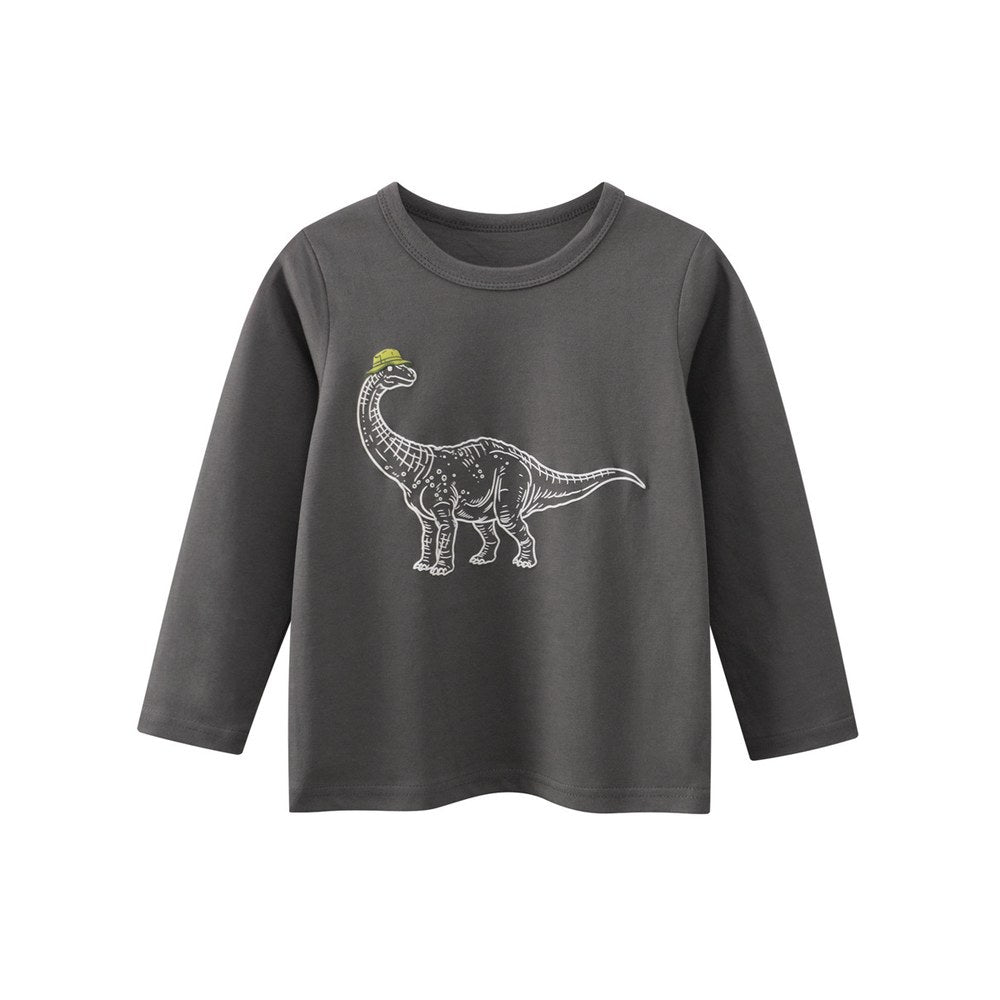 Baby Kids Boys Dinosaur Print Long Sleeves Crew Neck Top