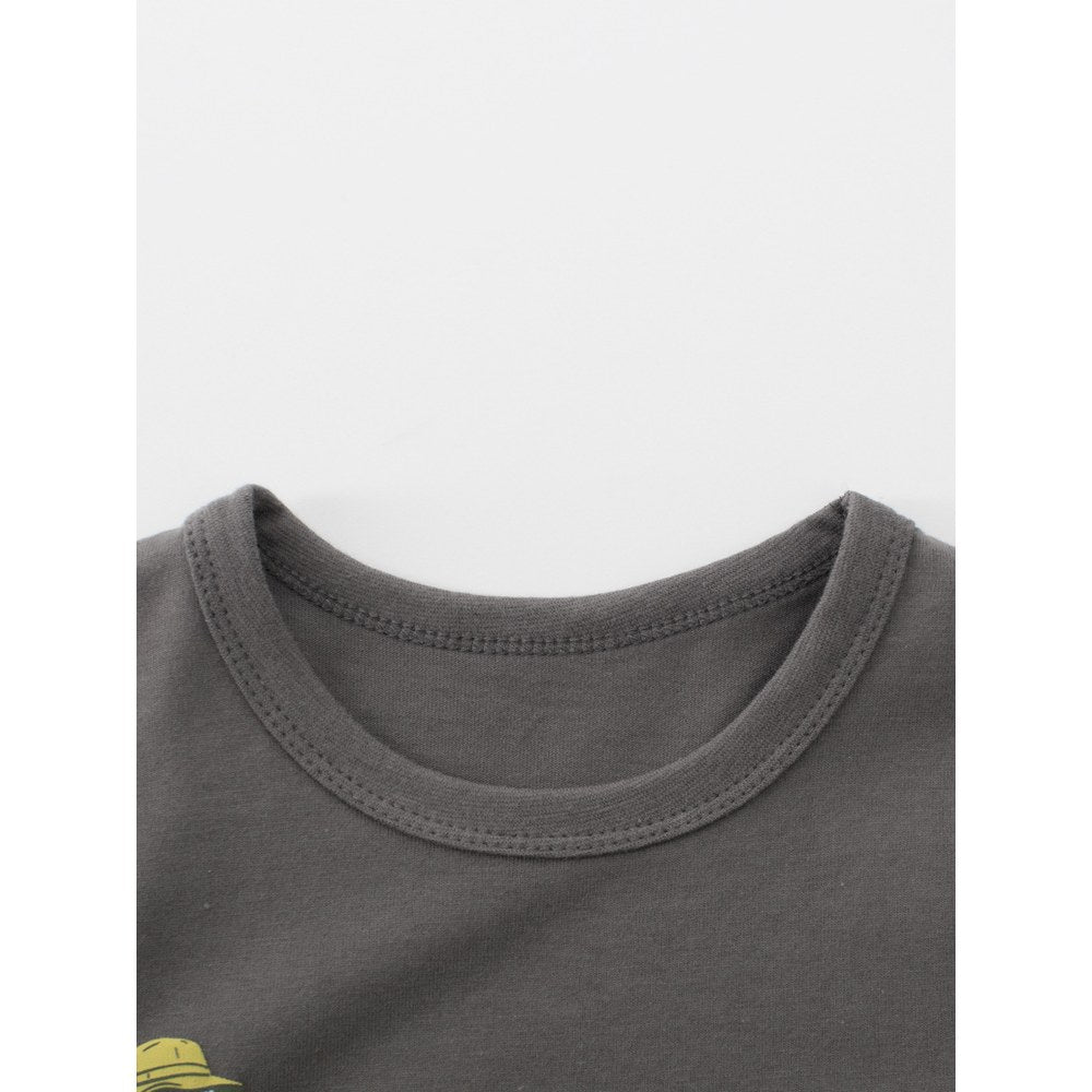Baby Kids Boys Dinosaur Print Long Sleeves Crew Neck Top