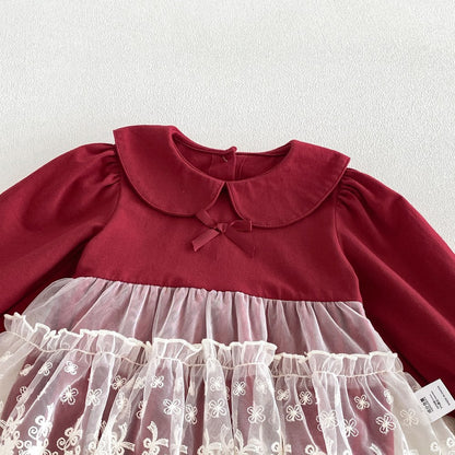 Baby Girls Long Sleeves Lace Trim Bodysuit