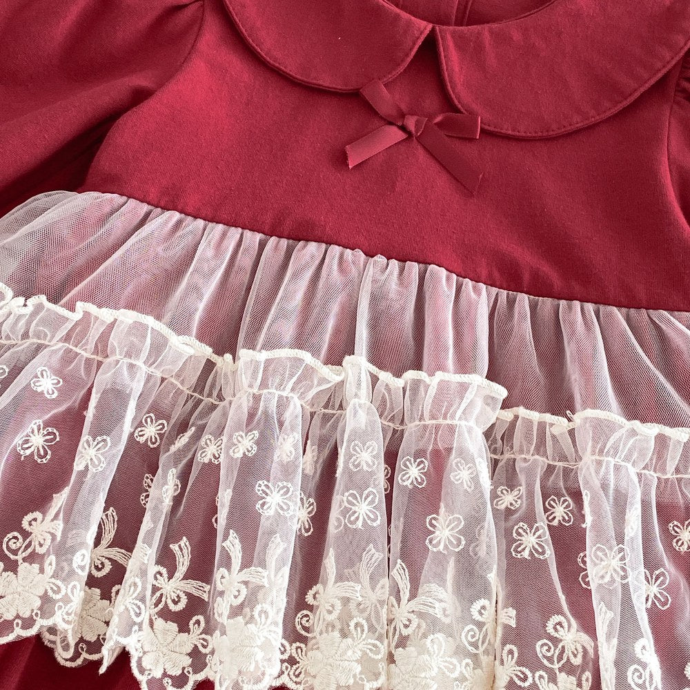 Baby Girls Long Sleeves Lace Trim Bodysuit