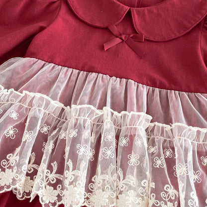 Baby Girls Long Sleeves Lace Trim Bodysuit