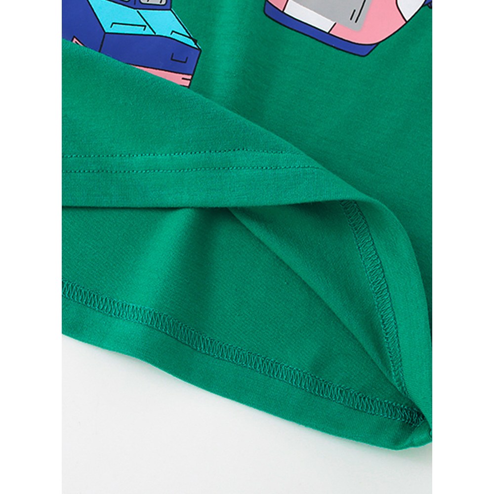 Kids Boys Fluorescent Cartoon Print Crew Neck Long Sleeves Top