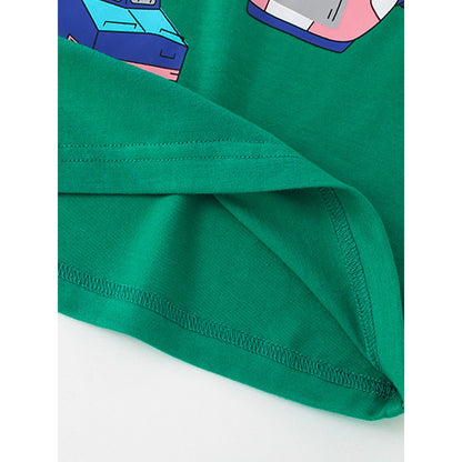 Kids Boys Fluorescent Cartoon Print Crew Neck Long Sleeves Top