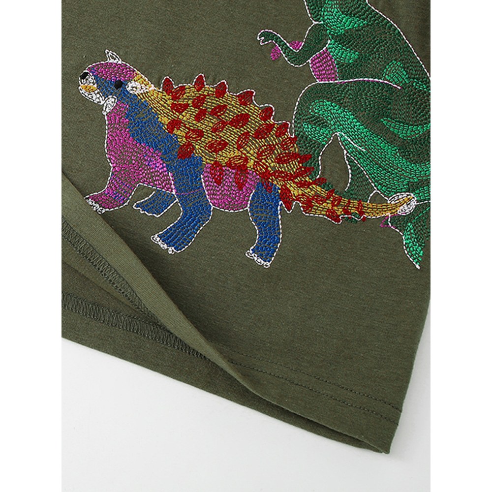 Kids Boys Dinosaur Cartoon Print Crew Neck Long Sleeves Top