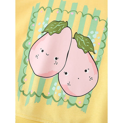 Kids Girls Cartoon Print Crew Neck Long Sleeves Pullover