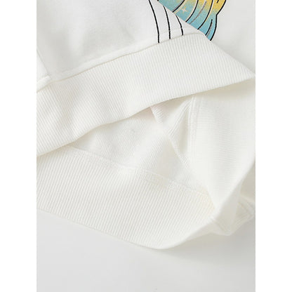 Kids Girls Horse Cartoon Print Crew Neck Long Sleeves Sweatshirt