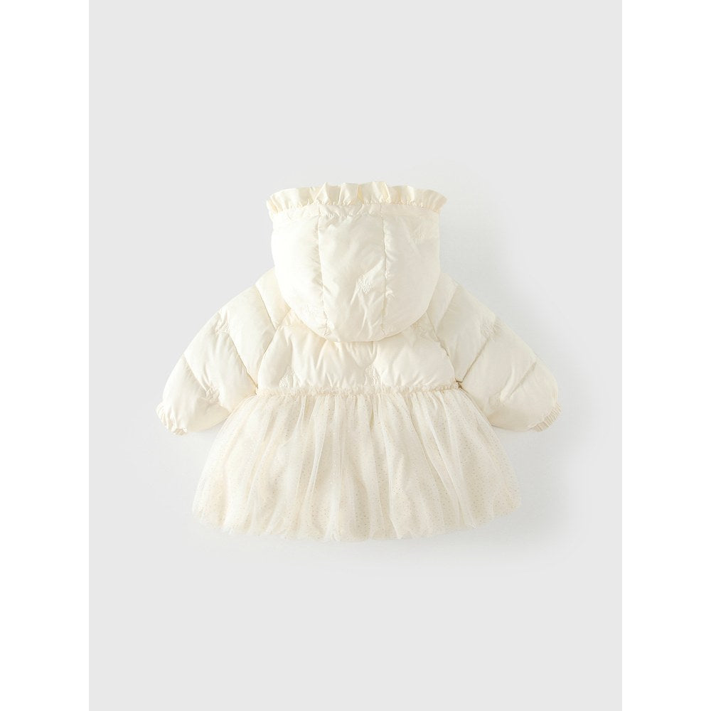 Girls' Butterfly-bows Decorated Cotton-Padded Zip-up Coat