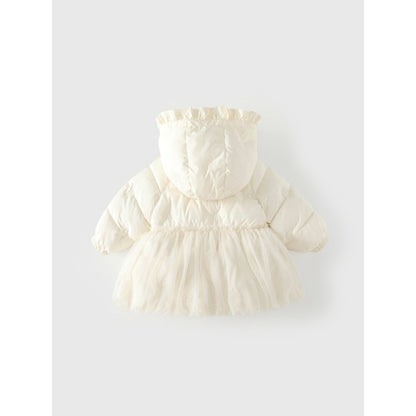 Girls' Butterfly-bows Decorated Cotton-Padded Zip-up Coat