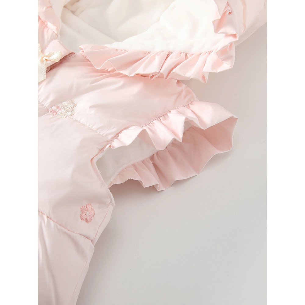Girls' Butterfly-bows Decorated Flowers Embroidered Cotton-Padded Sleeveless Coat
