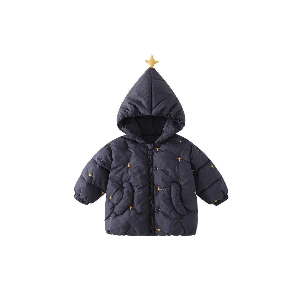 Boys' Stars Embroidered Cotton-Padded Zip-up Coat