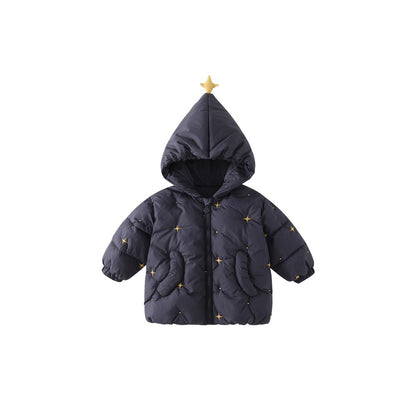 Boys' Stars Embroidered Cotton-Padded Zip-up Coat
