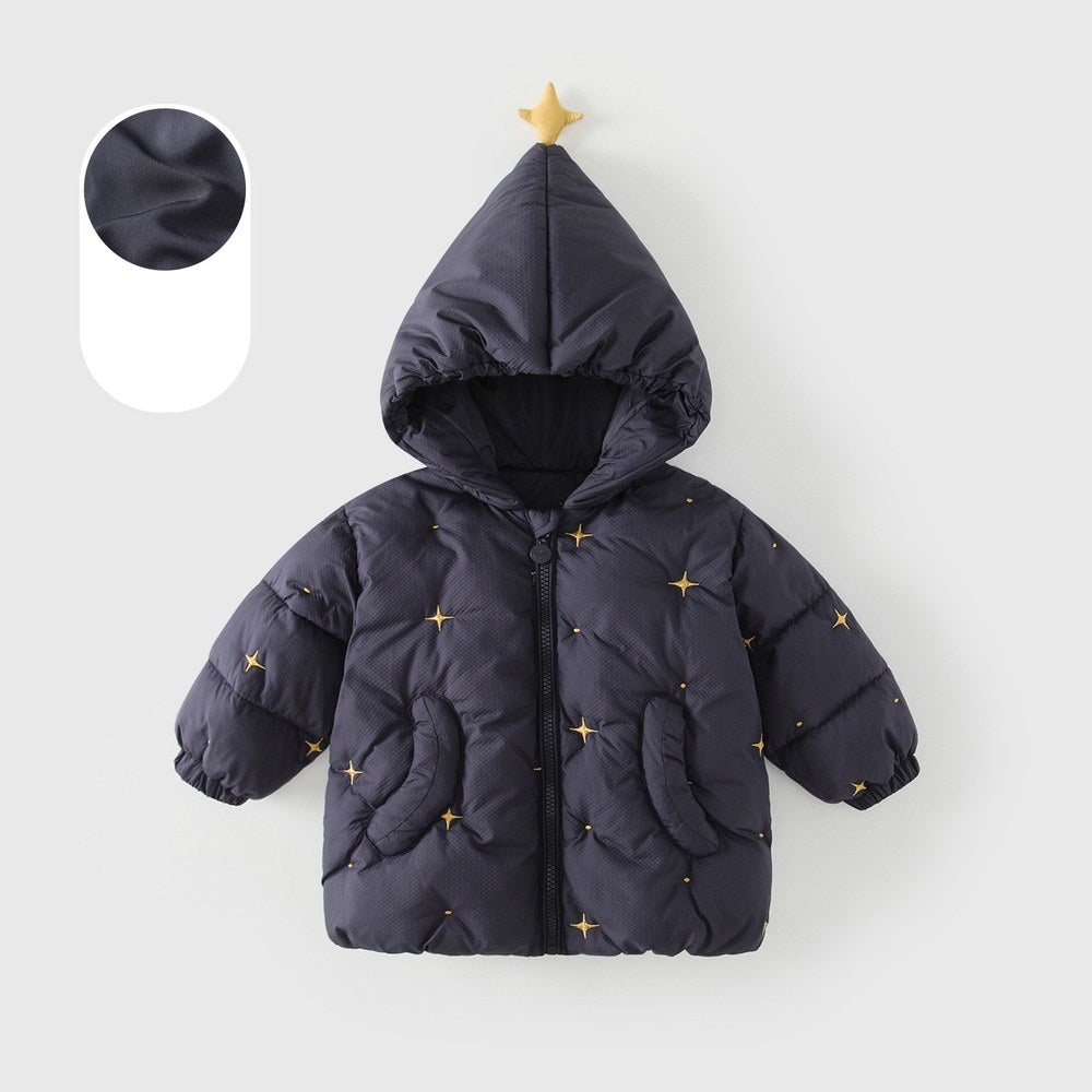 Boys' Stars Embroidered Cotton-Padded Zip-up Coat