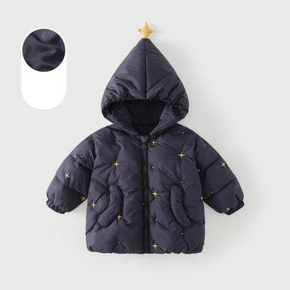 Boys' Stars Embroidered Cotton-Padded Zip-up Coat