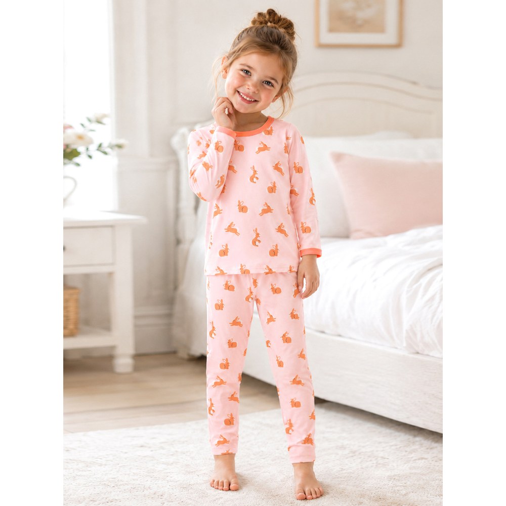 Baby Kids Girls Cartoon Pattern Long Sleeves Top and Pants 2-piece Clothing Set
