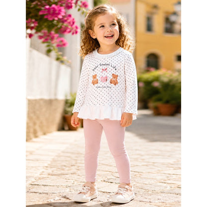 Baby Kids Girls Cartoon Pattern Long Sleeves Top and Pink Pants 2-piece Clothing Set