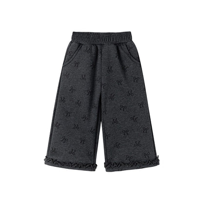 Girls Butterfly-bows Pattern Fleece-Lined Pants