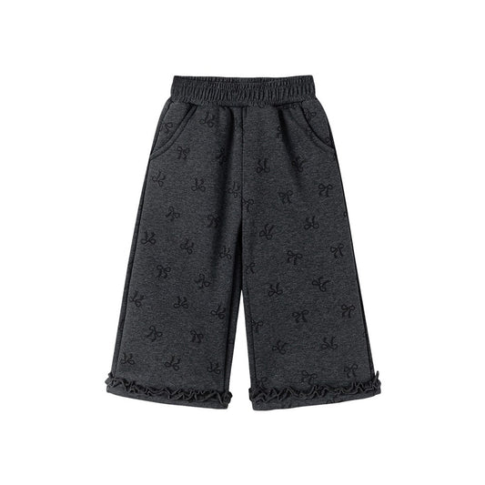 Girls Butterfly-bows Pattern Fleece-Lined Pants