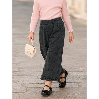 Girls Butterfly-bows Pattern Fleece-Lined Pants