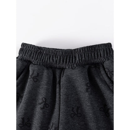 Girls Butterfly-bows Pattern Fleece-Lined Pants