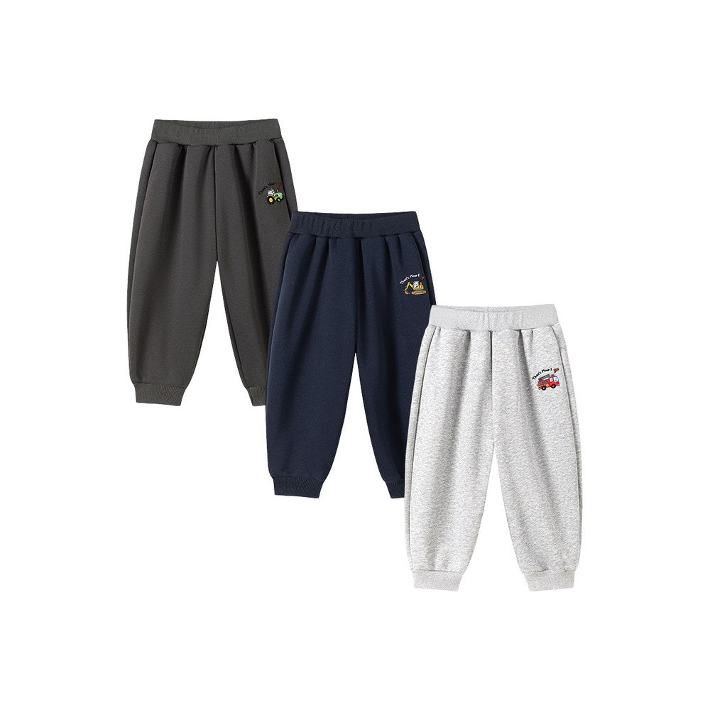Baby Kids Boys Fleece-Lined Cartoon Pattern Pants