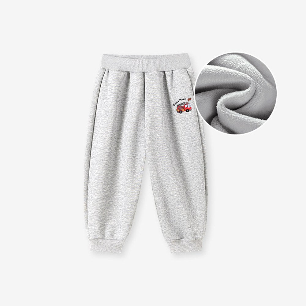 Baby Kids Boys Fleece-Lined Cartoon Pattern Pants
