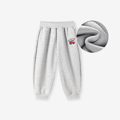 Baby Kids Boys Fleece-Lined Cartoon Pattern Pants