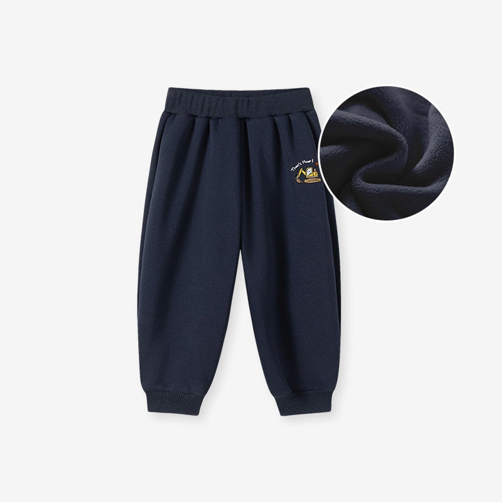 Baby Kids Boys Fleece-Lined Cartoon Pattern Pants