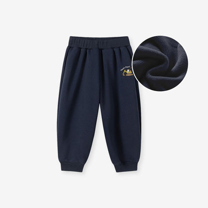 Baby Kids Boys Fleece-Lined Cartoon Pattern Pants