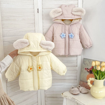 Baby Kids Girls Flowers Pattern Long Sleeves Coat and Flared Pants 2-piece Clothing Set