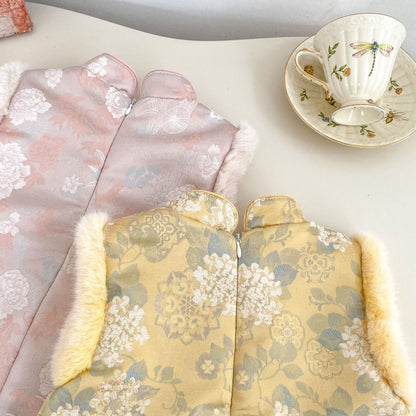 Baby Kids Girls Flowers Pattern Sleeveless Dress and Solid Color Top 2-piece Clothing Set