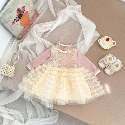 Baby Kids Girls Flowers Pattern Sleeveless Dress and Solid Color Top 2-piece Clothing Set