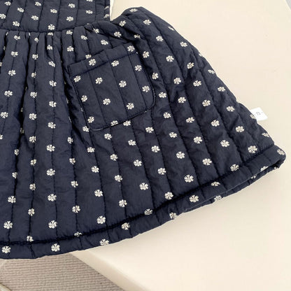 Baby Kids Girls Flowers Pattern Sleeveless Dress and Solid Color Top 2-piece Clothing Set