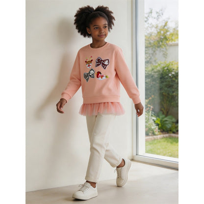 Kids Girls Animals Cartoon Pattern Crew Neck Long Sleeves Sweatshirt