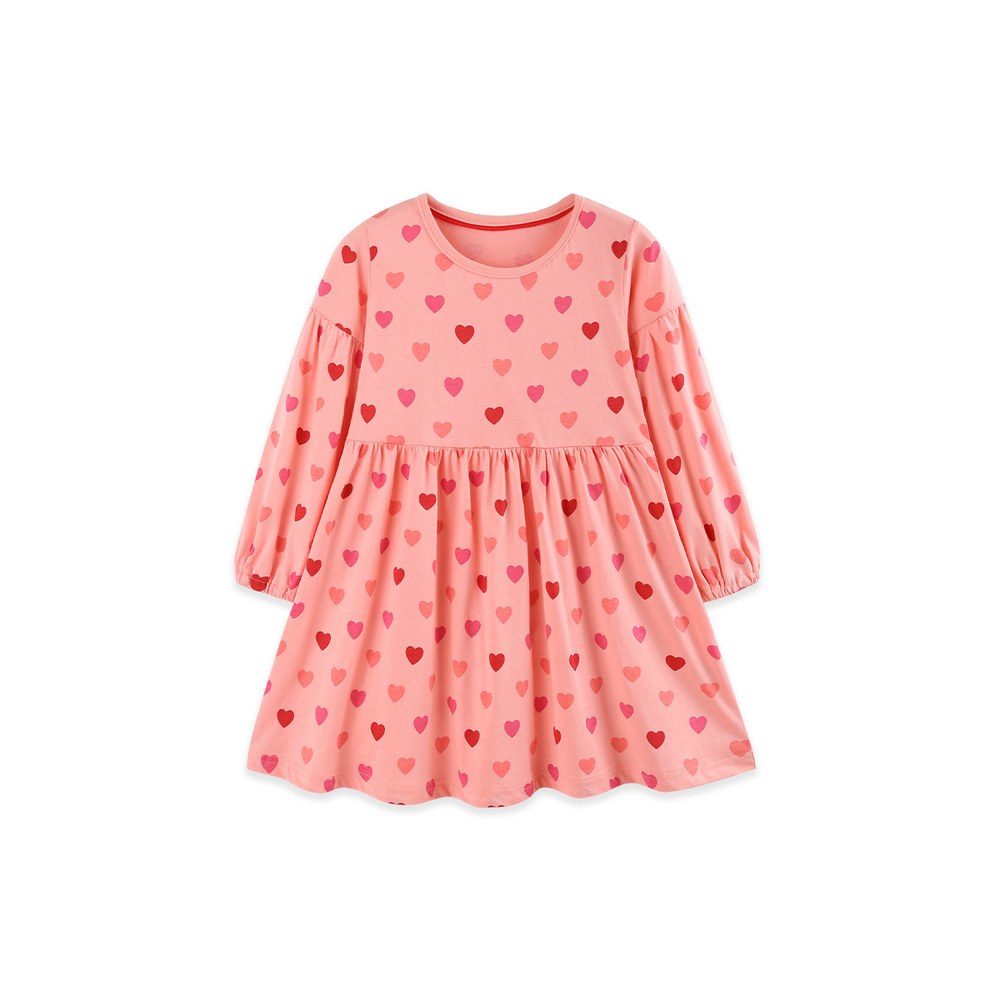 Baby Kids Girls Long Sleeves Hearts Pattern Dress