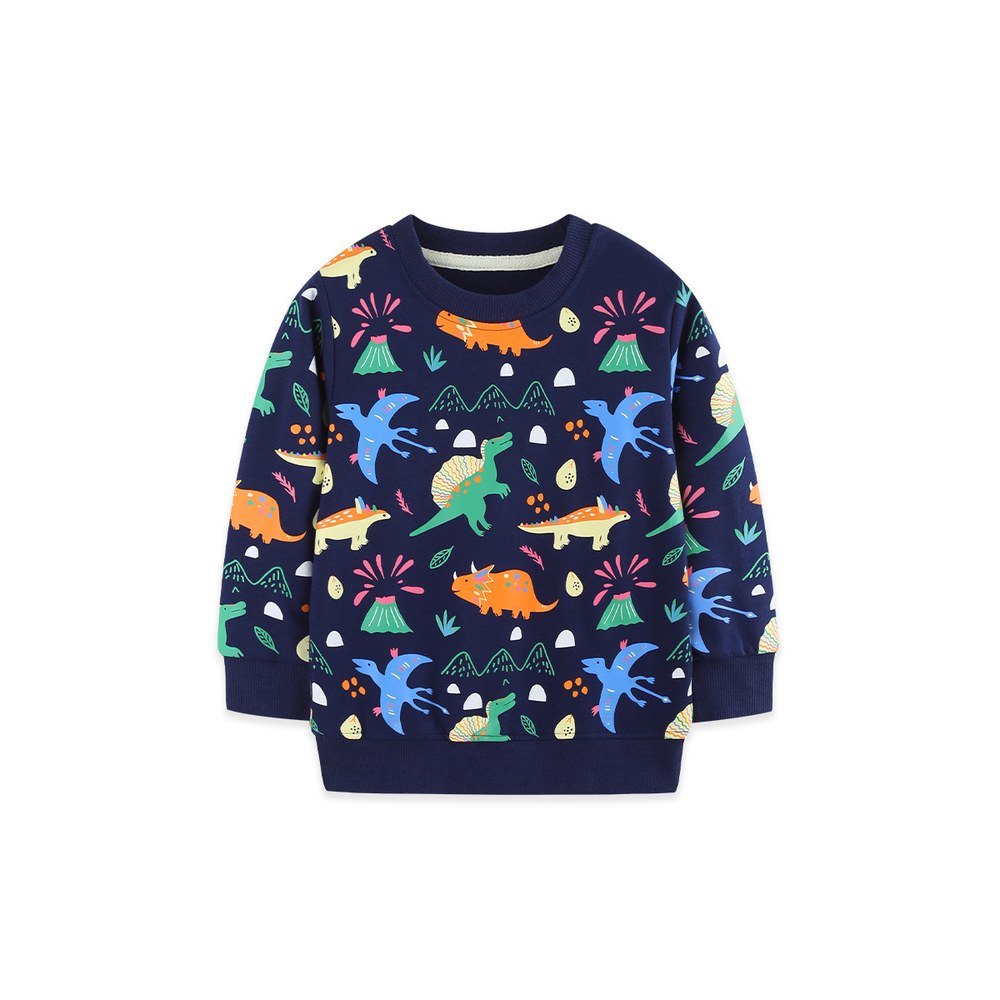 Kids Boys Dinosaurs Cartoon Pattern Crew Neck Long Sleeves Sweatshirt