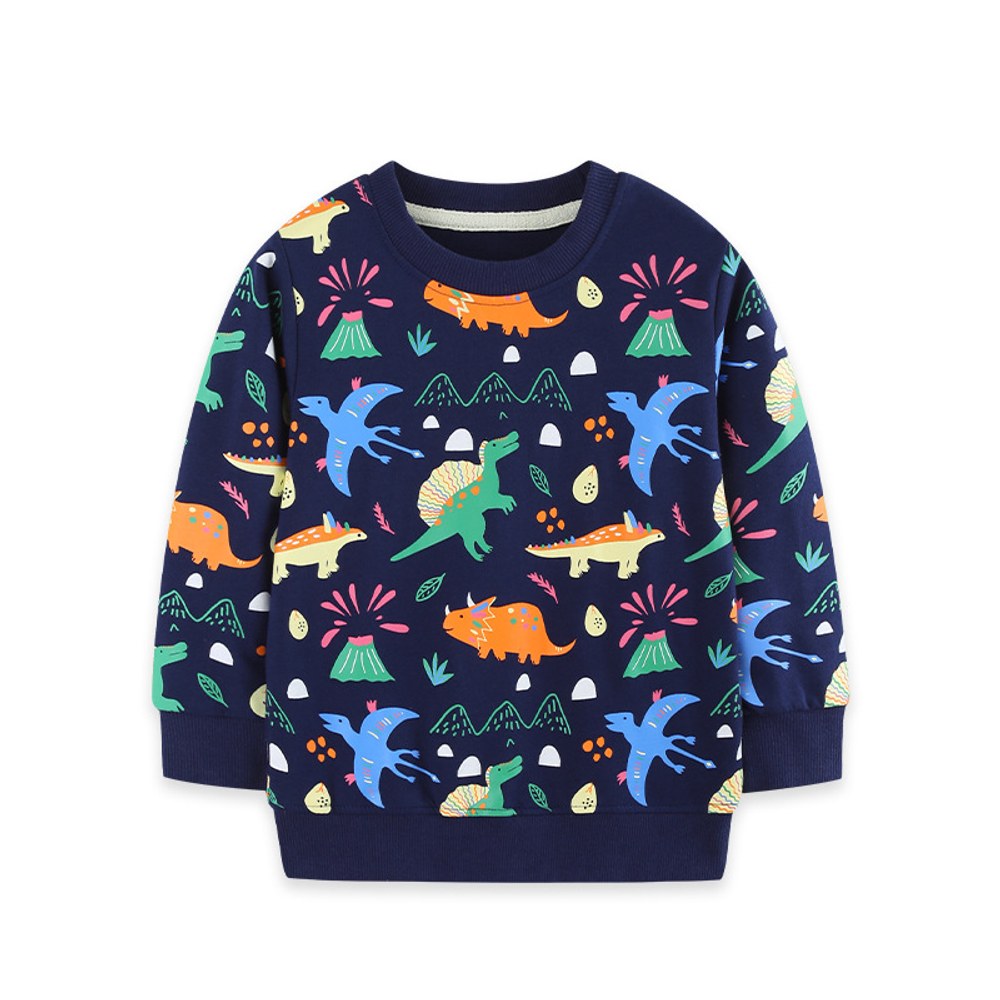 Kids Boys Dinosaurs Cartoon Pattern Crew Neck Long Sleeves Sweatshirt