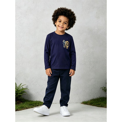 Kids Boys Cartoon Pattern Crew Neck Long Sleeves Top