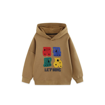 Kids Boys Fluffy Pattern Long Sleeves Hoodie