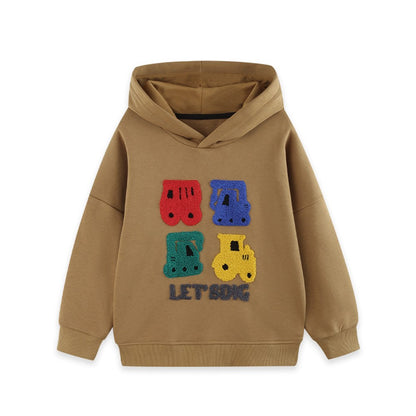Kids Boys Fluffy Pattern Long Sleeves Hoodie