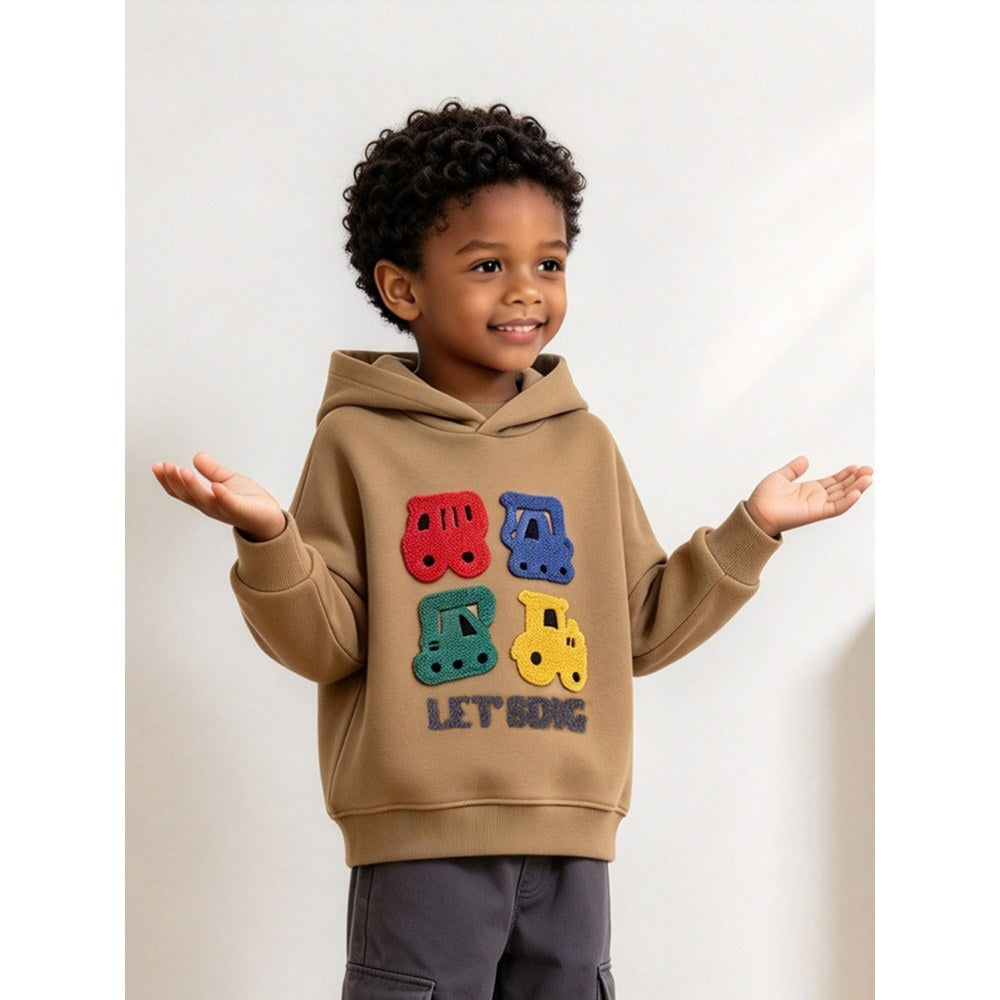 Kids Boys Fluffy Pattern Long Sleeves Hoodie
