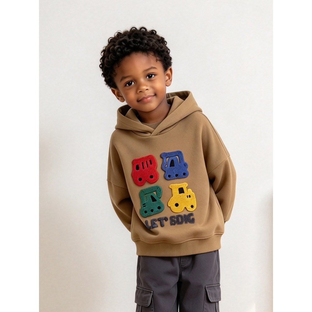 Kids Boys Fluffy Pattern Long Sleeves Hoodie