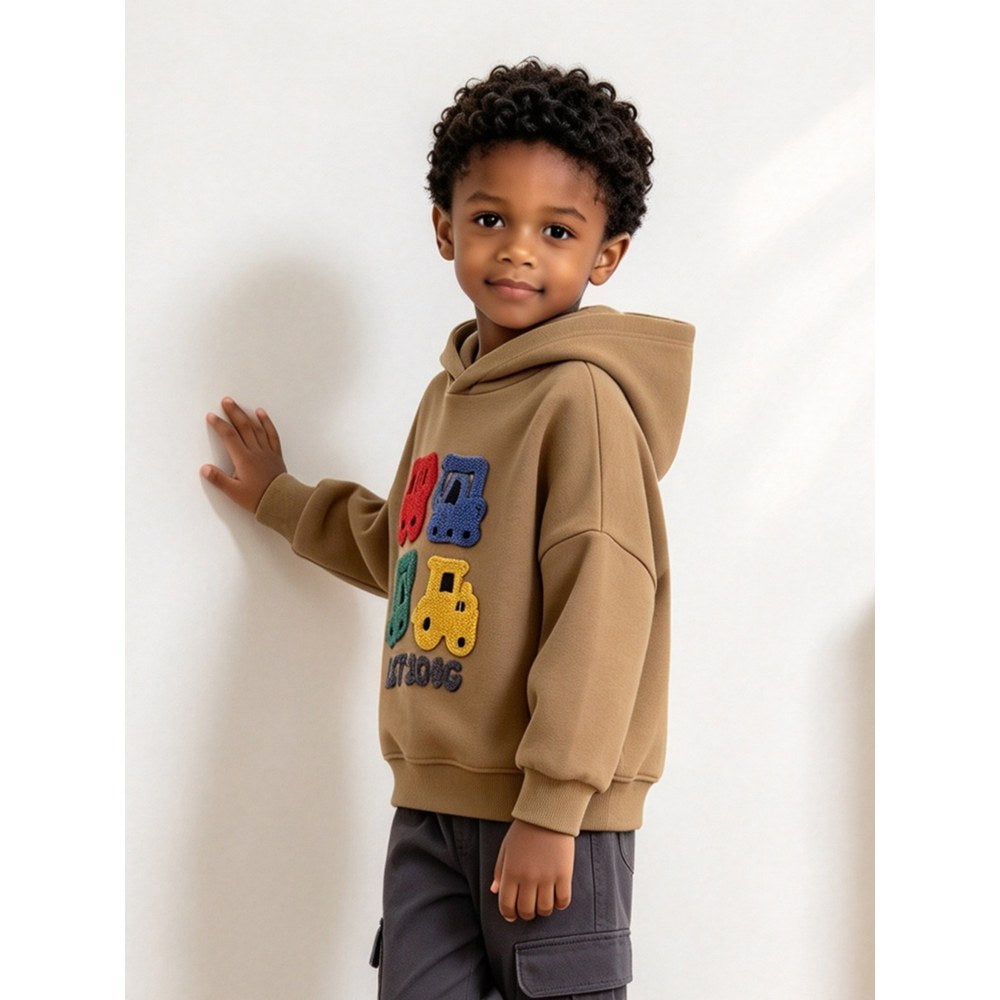 Kids Boys Fluffy Pattern Long Sleeves Hoodie