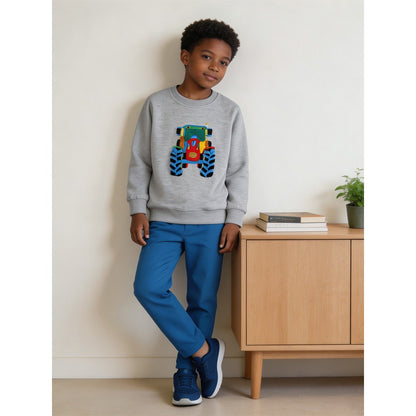 Kids Boys Fluffy Cartoon Pattern Crew Neck Long Sleeves Sweatshirt