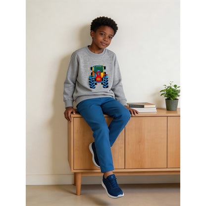Kids Boys Fluffy Cartoon Pattern Crew Neck Long Sleeves Sweatshirt