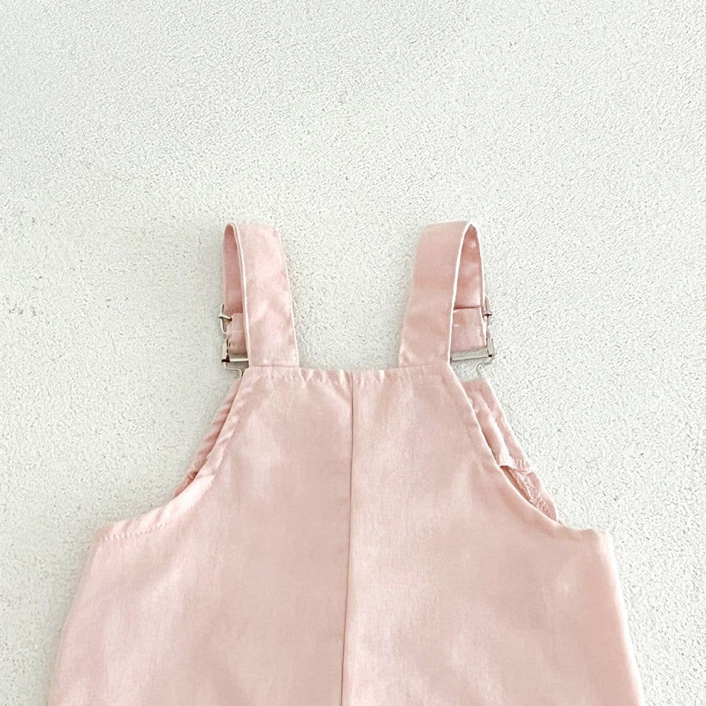 Baby Girls Sleeveless Flowers Pattern Overalls
