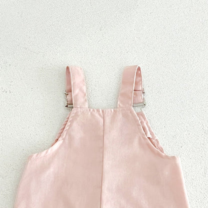 Baby Girls Sleeveless Flowers Pattern Overalls