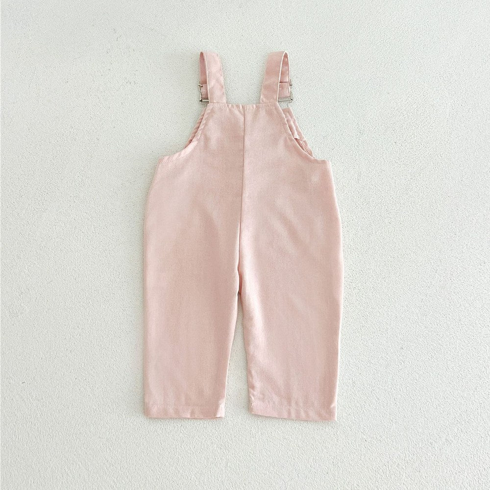 Baby Girls Sleeveless Flowers Pattern Overalls