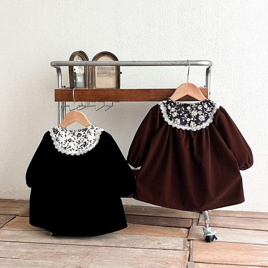 Baby Kids Girls Princess Long Sleeves Vintage Floral Dress