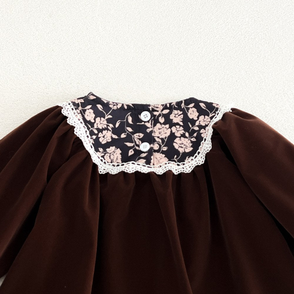 Baby Kids Girls Princess Long Sleeves Vintage Floral Dress