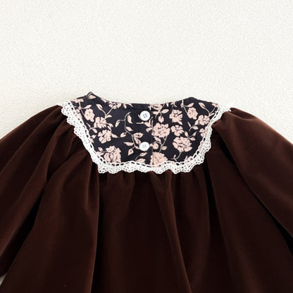 Baby Kids Girls Princess Long Sleeves Vintage Floral Dress